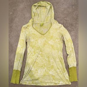 Prana small green super lightweight cotton hooded top